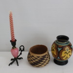 rooster foot candlestick-indian basket-goda vase